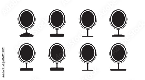 Cosmetic mirror pictogram collection beauty vanity mirror icons for makeup salon and grooming design
