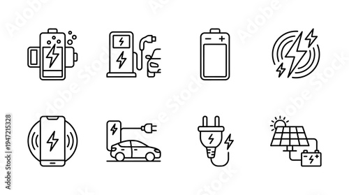 A collection of oil and gas web icons in line style