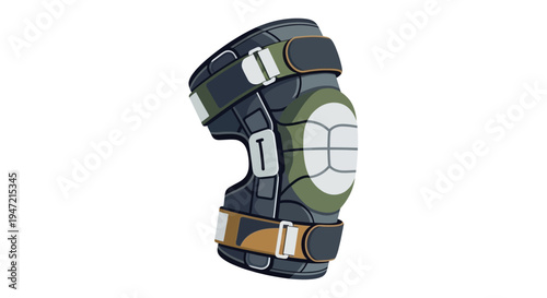 Protective Knee Pad for Sports or Work, Padding Gear on White Background