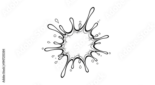 Black and White Ink Splash Explosion on White Background