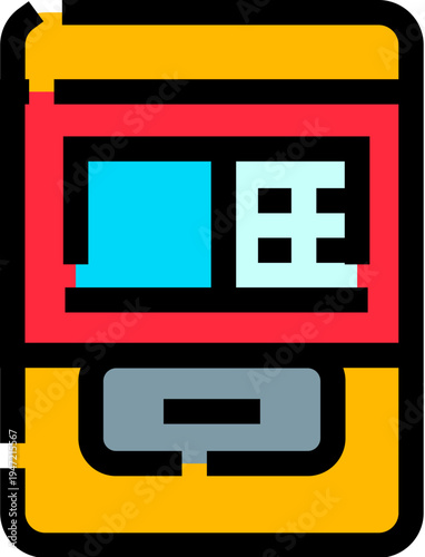 Automated teller machine icon providing access for financial transactions, symbolizing modern banking, digital payment methods, and seamless cash withdrawals using advanced technology
