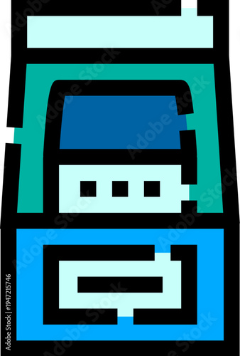 Laundry detergent packaging box with minimalist icon design, flat vector illustration of household cleaning product for hygiene and care in blue, green and white color scheme