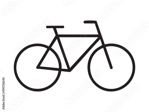 Outline bicycle line art icon with clean frame design on a simple white background vector illustration