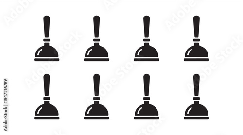 Toilet plunger pictogram collection plumbing unclog tool icons for bathroom sanitation and repair design