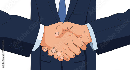 Close-up of two business professionals shaking hands in agreement, symbolizing a successful partnership, deal, or collaboration.