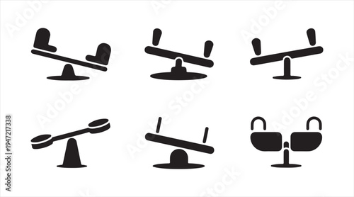 Playground seesaw pictogram collection balance toy icons for children outdoor play and park equipment design