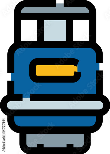 Blue lpg gas cylinder icon representing fuel supply and consumption for domestic and industrial heating, cooking, storage and energy applications, modern flat vector design