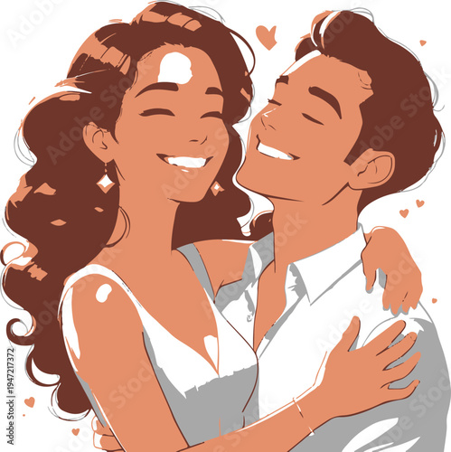 happy couple sharing romantic moment together, soft cartoon vector illustration, adobe illustrator style, white background 1