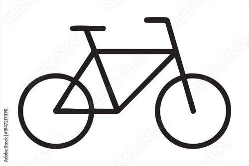 Simple line art illustration of a bicycle, portraying minimalist design and essential bike components