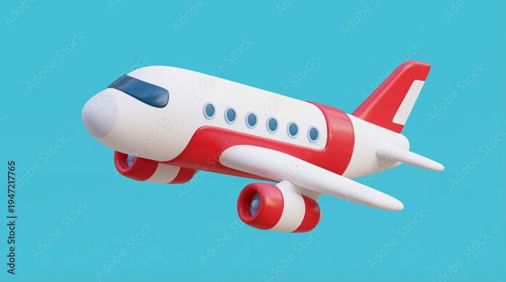 Naklejka premium Cartoon airplane with red accents.