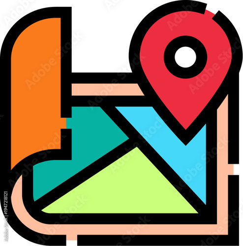 Map displaying a prominent red location pin, indicating a specific destination or pinpointing a place, visualizing directions and travel routes for effective navigation and journey planning