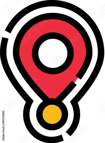 Location pin icon marking a specific destination or address on a map, symbolizing travel, gps tracking, and geographical coordinates in digital applications