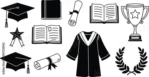 Graduation essentials cap gown diploma and academic achievements