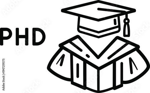 Academic achievement phd graduation ceremony icon symbolizing higher education success