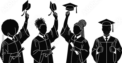 Graduation celebration silhouette commencement day academic achievement