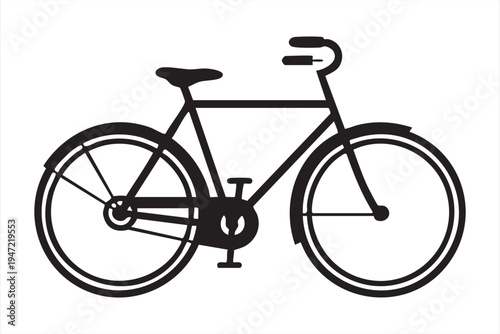 Classic bicycle with fenders and chain detailed illustration for vintage or urban transport
