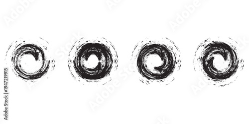 Black grunge round shapes. Brush strokes frames elements, frames for design. Vector isolated on white background.