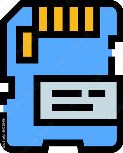 Secure sd style memory card icon symbolizing portable digital storage, data backup and transfer for modern electronics, computing devices, cloud and multimedia applications