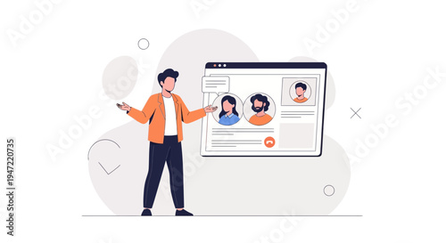 Man in Video Call, Online Communication, Remote Work, Business Meeting