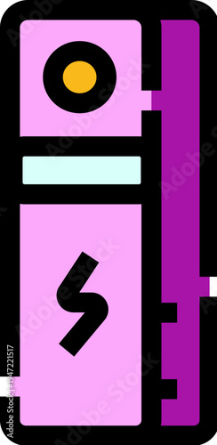 Pink and purple compact electronic vape with a charge icon, modern portable e cigarette concept symbolizing tech driven smoking alternative, cessation aid and personal freedom