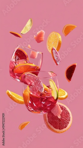 Refreshing Blood Orange Cocktails with Floating Citrus Slices