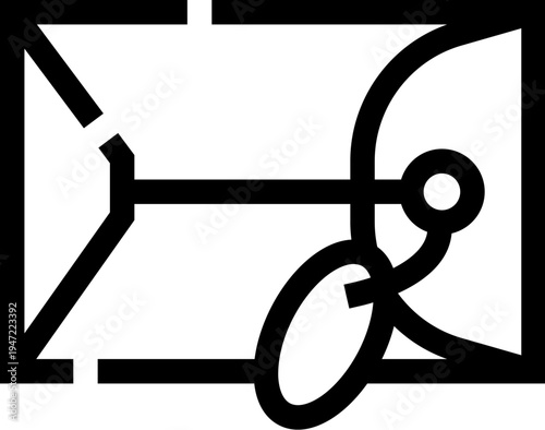 Envelope creating a simple line art icon with an attached notification symbol, illustrating concepts of mail, communication, message sending, and digital correspondence for web and app design