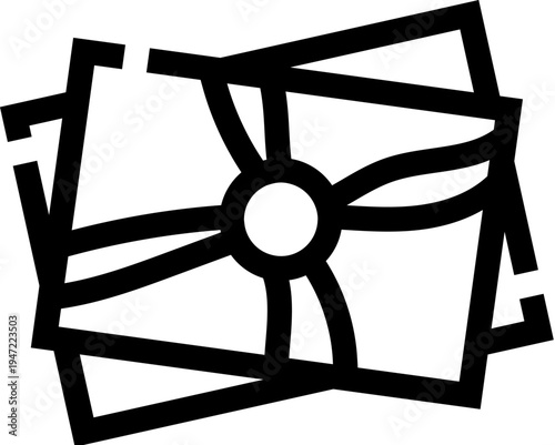 Navigator map icon on white background representing navigation, route planning and discovery of locations, city networks and travel paths for web, app and ui design concepts