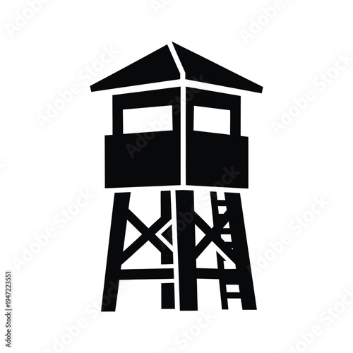 Watchtower silhouette icon for security, observation, and fire lookout concepts