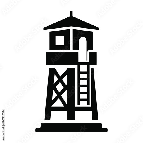 Watchtower icon silhouette for security and observation isolated on white background