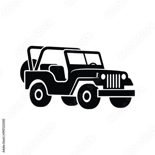 Off-road vehicle icon black silhouette graphic of a classic 4x4 utility car