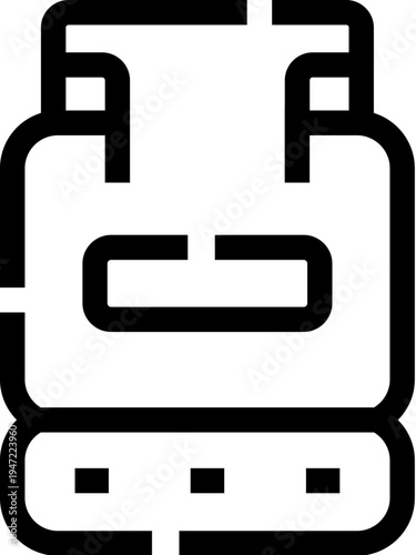 Backpack outline icon representing travel, adventure, and exploration, symbolizing portability, storage, and equipment for various outdoor activities like hiking and camping