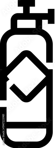 Gas cylinder outline icon depicting a portable tank for storing compressed gases like oxygen, featuring a valve at the top, useful for various industrial, medical, and recreational applications