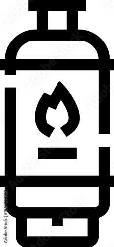 This clean line icon illustrates a gas cylinder, often containing liquefied petroleum gas, propane, or butane, widely used for heating, cooking, and industrial energy applications