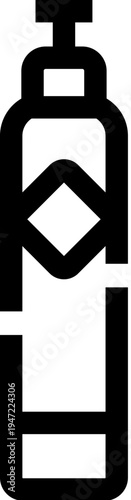 Oxygen gas cylinder icon representing a compressed air tank for medical breathing support, industrial use and emergency life support equipment, valve and safety storage
