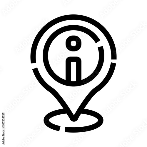 Location pin displaying an information icon, representing guidance, support, and help on a map, providing answers and important details for user navigation and understanding