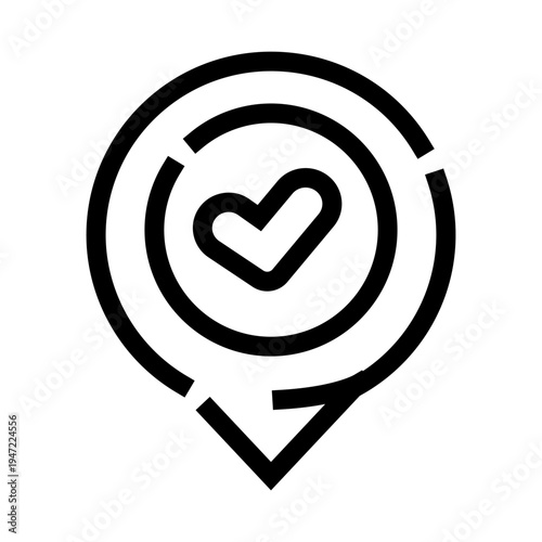 Map pin icon indicating a favorite or love location, symbolizing importance, preference, and a chosen place for travel, destination, or personal interest