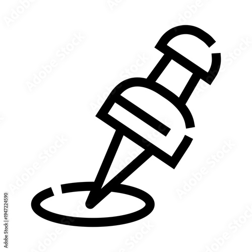 Pushpin icon marking a specific location or destination, symbolizing navigation, mapping, pinpointing, travel, and communication on a digital interface or graphic design