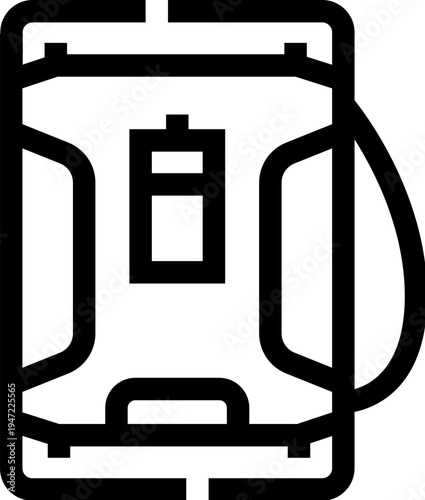 Portable power bank with a battery level indicator and a connected cable, depicting mobile power supply and on the go charging for various electronic gadgets