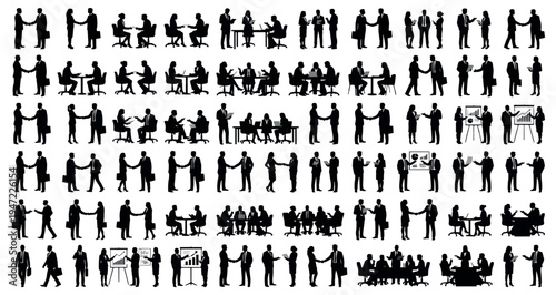 Business Networking Silhouette Set Pack. Editable Vector Illustration. featuring business, silhouette, people, team, group, meeting, handshake, professional, corporate, vector, illustration more.