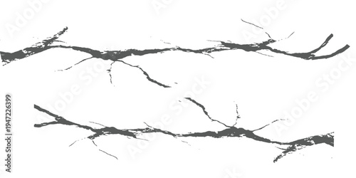 Grunge cracked surface texture with scratches and dust isolated on transparent background, distressed crack lines abstract grunge texture overlay, broken wall or concrete crack design element