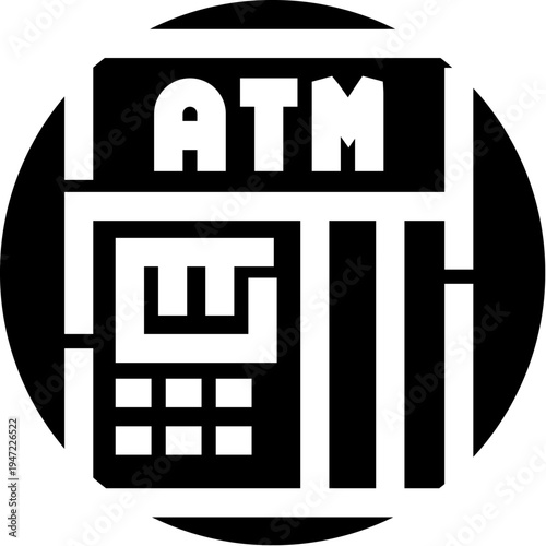 Automated teller machine icon providing convenient access to cash and banking services, representing modern finance, payment, and transaction concepts in a simple design