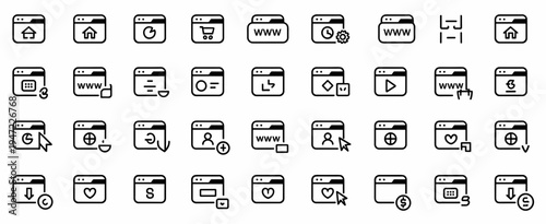 Camera Photography Line Icons Set Photo Video Media Vector Collection