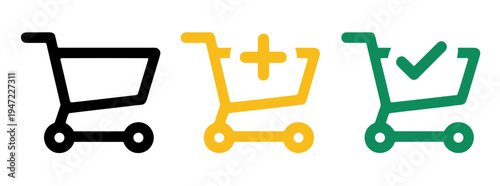 Shopping Cart Icon Set Color Variations Retail Basket Trolley Vector Collection