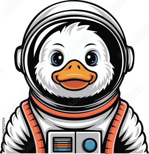 Cute duck astronaut in space suit mascot logo design for gaming and esports team