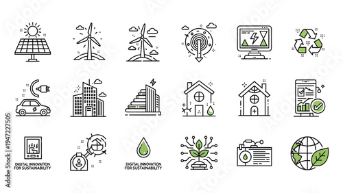 Eco Friendly Sustainable Living Icons and Symbols