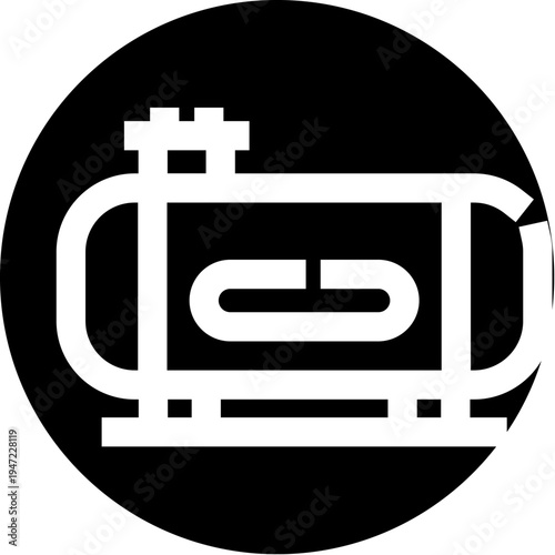 Water tank icon representing liquid storage, reservoir, or cistern, illustrating industrial or household containment of fluids, isolated in a black circular background