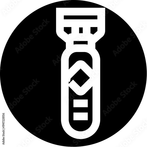 Atomic bomb pictogram symbolizing nuclear weapon, mass destruction, global threat and danger, minimalist black and white icon for military, security, defense and technology use