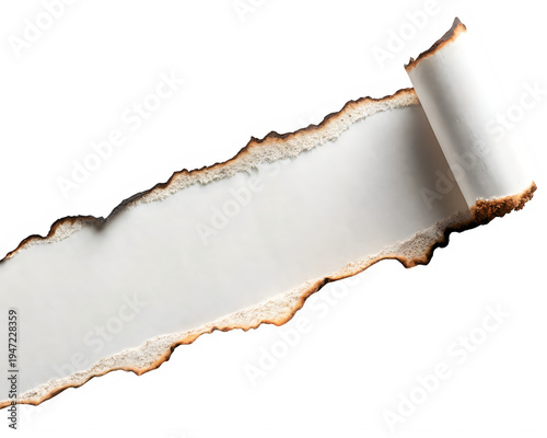 Torn paper strip with curled edge isolated on transparent background for design and decoration purposes easily
