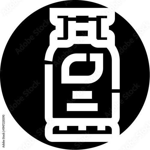 Gas cylinder container icon illustrating the concept of industrial fuel, energy storage, and flammable liquid petroleum gas, essential for heating and cooking applications