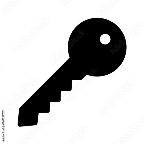 Minimal flat vector icon of two house keys attached to a round keyring, solid black silhouette, simple clean design, isolated on light grey background, high contrast, modern icon style.